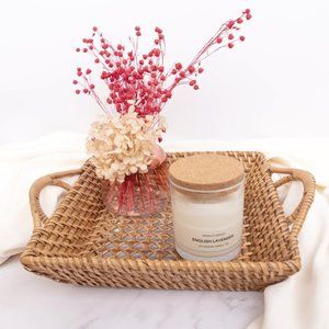 Square Rattan Tray, Decorative Coffee Table Trays, Wood Rattan Fruits Basket